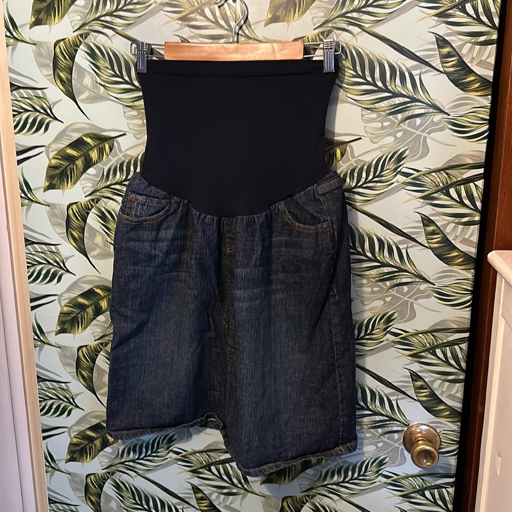 GG85 blue jean maternity skirt indigo blue Large L